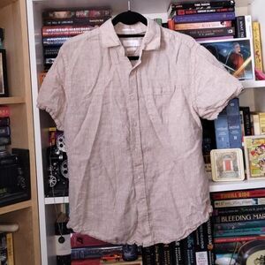 Large Porter & Ash Large beige linen casual button up shirt.